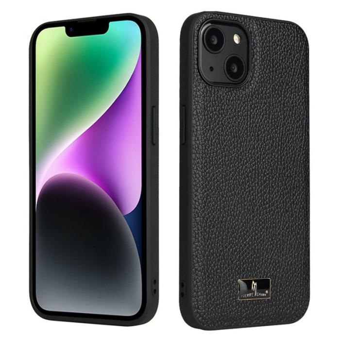 FIERRE SHANN - FIERRE SHANN iPhone 14 Plus Fodral - KonstLäder - Litchi Mönster