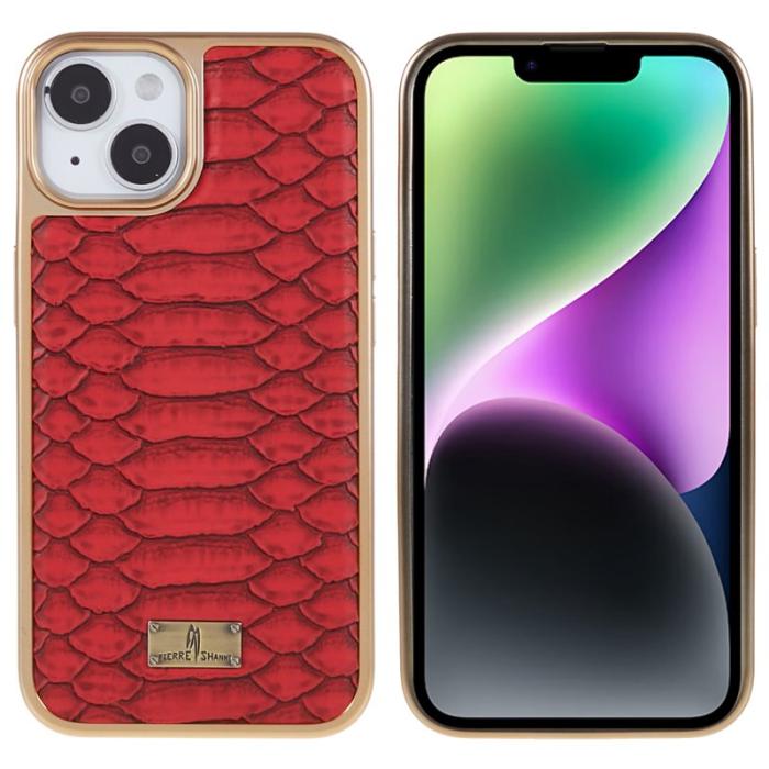 FIERRE SHANN - FIERRE SHANN iPhone 14 Plus Fodral KonstLäder - Röd