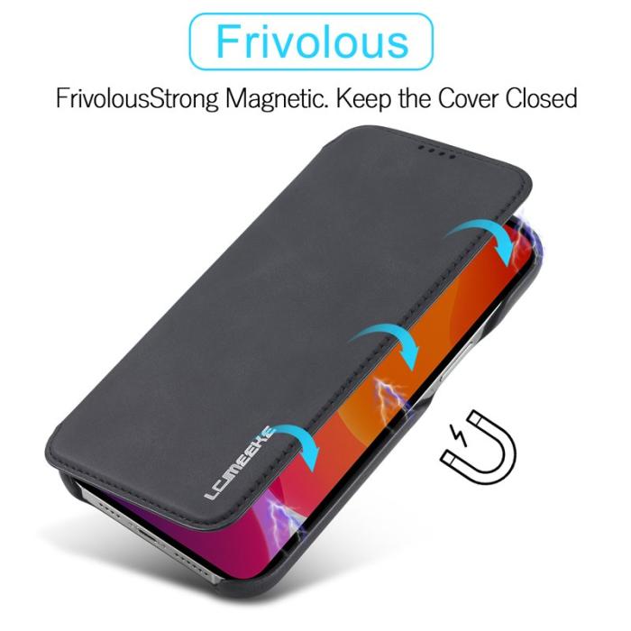 LC.imeeke - LC.IMEEKE iPhone 13 Fodral KonstLäder - Svart