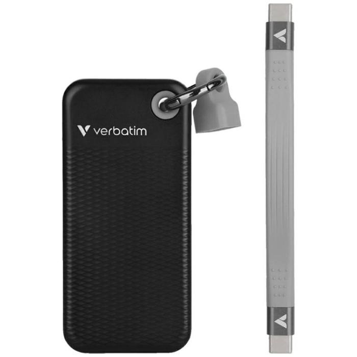 Verbatim - Verbatim Extern hårddisk Pocket SSD 256GB USB-C 3.2 Gen 2 - Svart/Grå