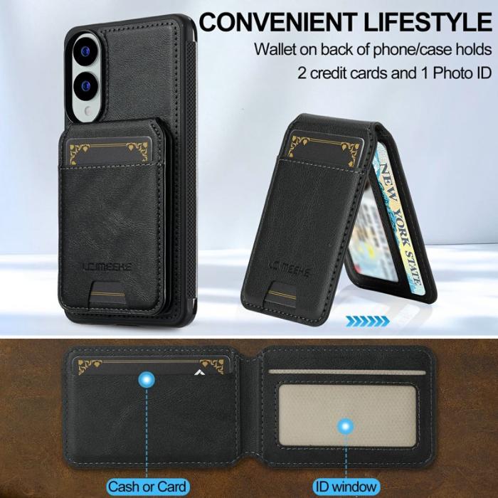 LC.imeeke - LC.IMEEKE L3 Samsung Galaxy S25 Edge Fodral KonstLäder - Svart