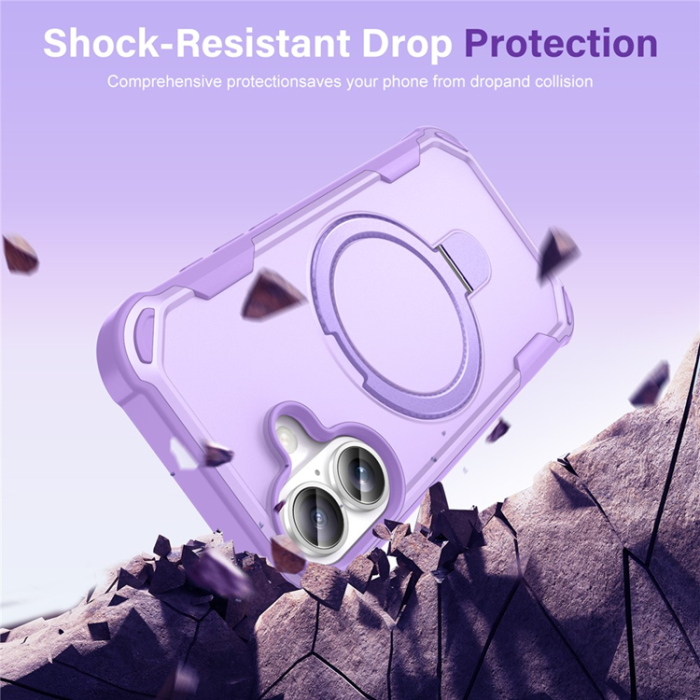 A-One Brand - iPhone 17 Mobilskal MagSafe TPU+PC Kickstand Shockproof - Lila