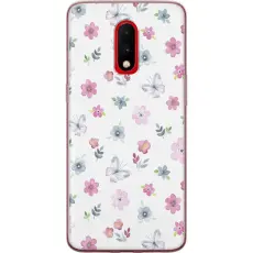 Gustaf - Mobilskal till OnePlus 7 med Blommor och fj&auml;rillar