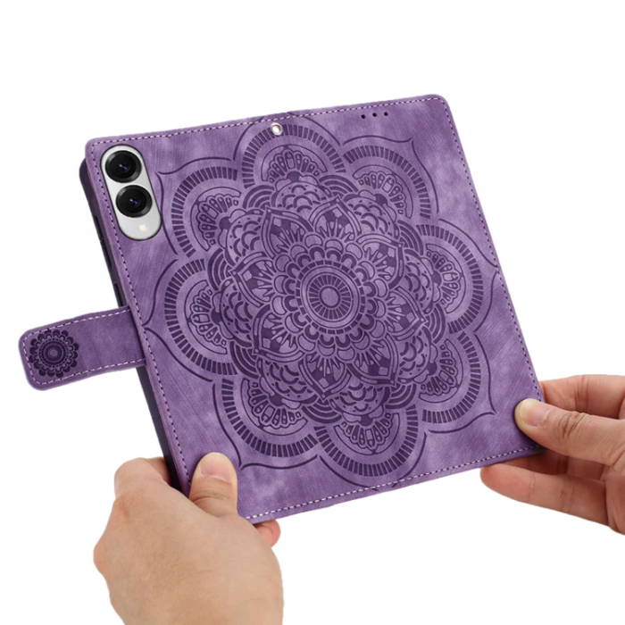 WANLONFENG - WANLONFENG Galaxy S25 Edge Plånboksfodral Mandala - Lila
