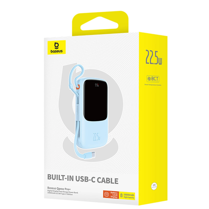 BASEUS - Baseus Powerbank 10000 mAh 22.5W USB-C Qpow Pro Plus - Blå