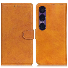 A-One Brand - Sony Xperia 1 VII Plånboksfodral Cowhide Läder - Brun