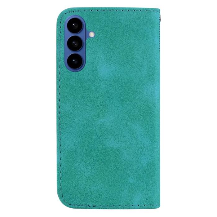 OEM - Samsung Galaxy S26 / S26 Pro Ställskal 7-formad Mönster Äkta Läder - Grön