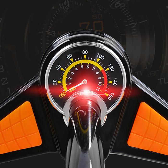 Rockbros - Rockbros Golvpump med Tryckmätare - Svart/Orange