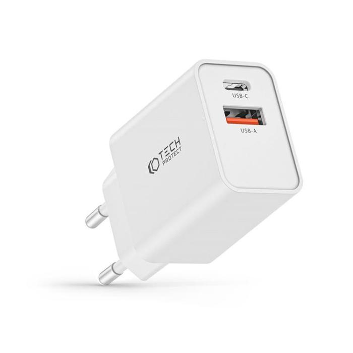 Tech-Protect - Tech-Protect NC30W 2-Port Nätverk Laddare - Vit