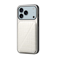 A-One Brand - iPhone 17 Pro Max Mobilskal Korthållare Crocodile Textured - Vit