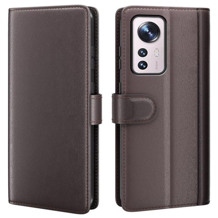A-One Brand - Folio Flip Äkta Läder Plånboksfodral Xiaomi 12/12X - Brun