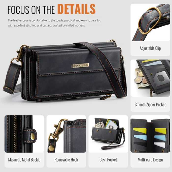 Caseme - Caseme iPhone 16 Pro Plånboksfodral RFID Blocking Zipper - Svart