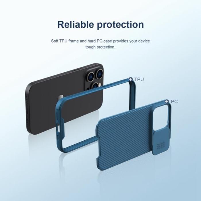 Nillkin - Nillkin iPhone 14 Pro Skal Magsafe CamShield Pro Series - Blå