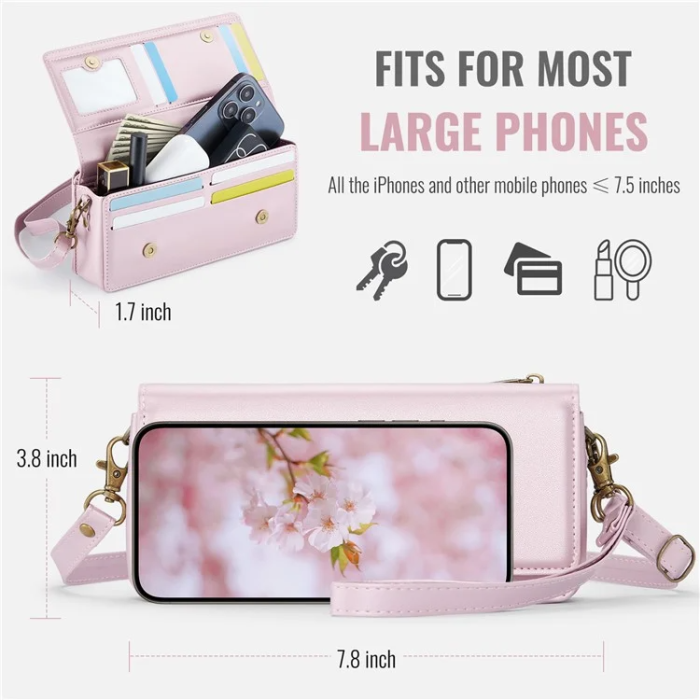 Caseme - CASEME Crossbody Väska RFID Blocking Me30 Max Läder - Rosa