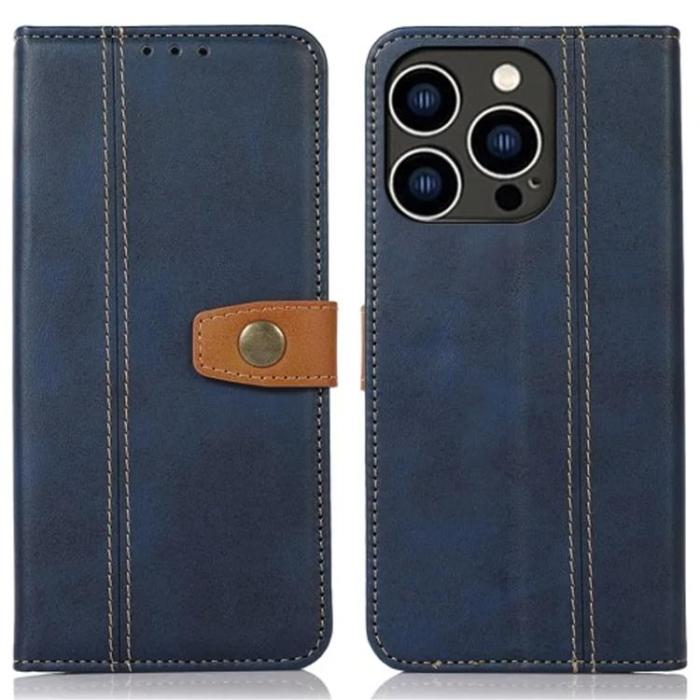 Taltech - iPhone 15 Pro Plånboksfodral Skinnimmitation - Blå