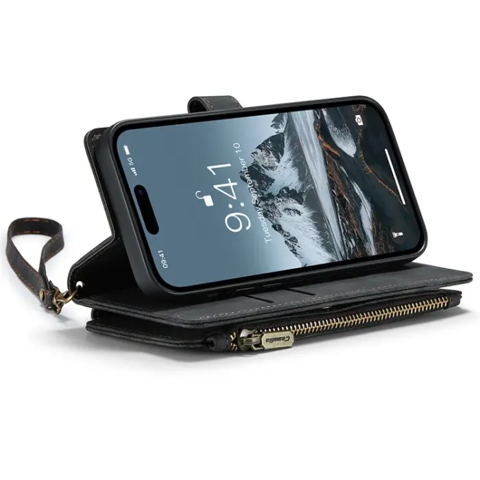 Caseme - CASEME iPhone 15 Pro Max Plånboksfodral C30 Zipper - Svart