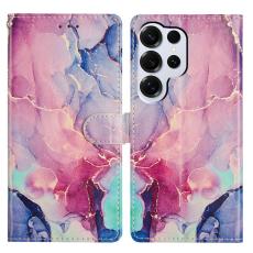 OEM - Samsung Galaxy S26 Ultra Pl&aring;nboksfodral Flip Konstl&auml;der - Gr&ouml;n Rosa Marmor