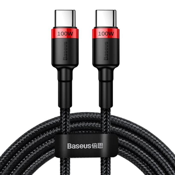 BASEUS - Baseus Nylon USB-C till USB-A kabel 2m 100W - Svart