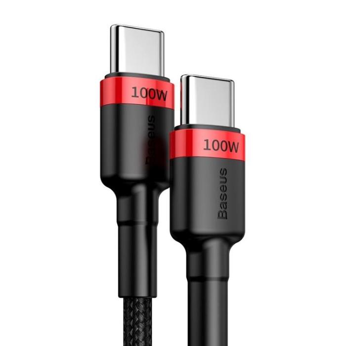 BASEUS - Baseus Nylon USB-C till USB-A kabel 2m 100W - Svart