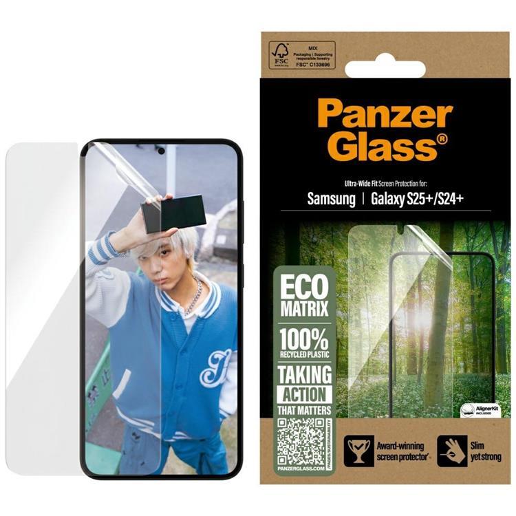 PanzerGlass Galaxy S25 Plus Härdat Glas Skärmskydd Eco Matrix Ultra-Wide Fit | 5468 | AlltMobil