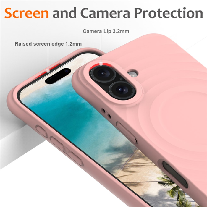 A-One Brand - iPhone 17 Mobilskal MagSafe Silikon Ripple Liquid - Rosa
