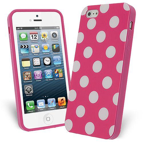 FlexiCase Skal till Apple iPhone 5/5S/SE - Polkadots (Hot Pink) | 2353 | AlltMobil
