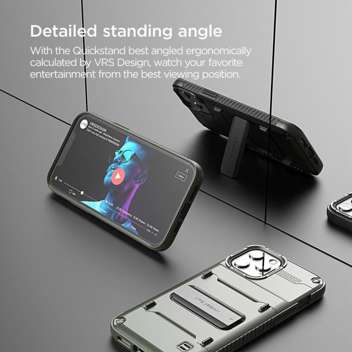VERUS - VRS DESIGN Damda QuickStand Skal iPhone 12 & 12 Pro - Grön