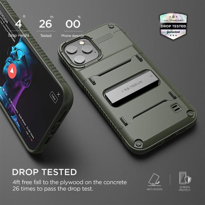VERUS - VRS DESIGN Damda QuickStand Skal iPhone 12 & 12 Pro - Grön