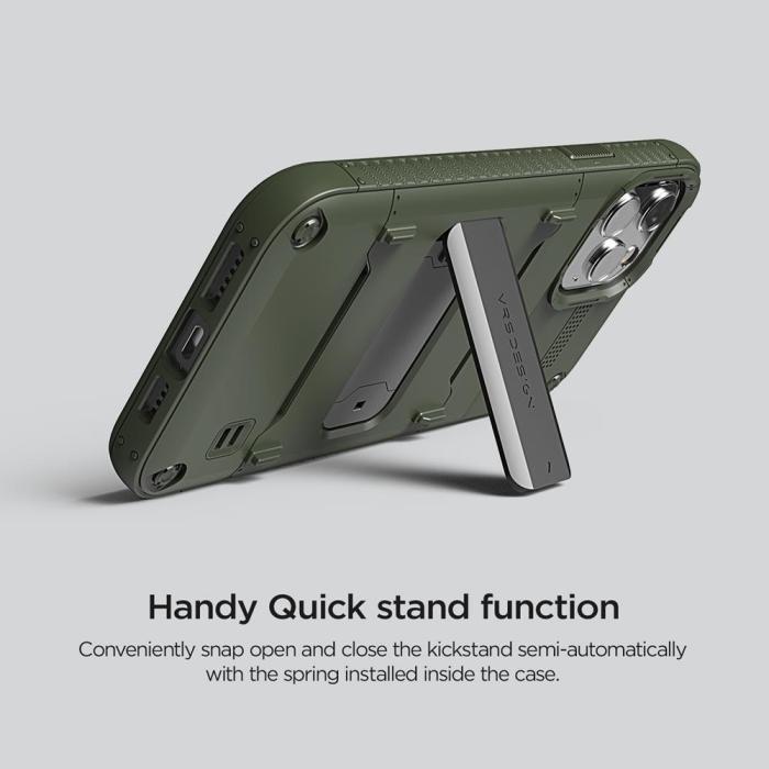 VERUS - VRS DESIGN Damda QuickStand Skal iPhone 12 & 12 Pro - Grön