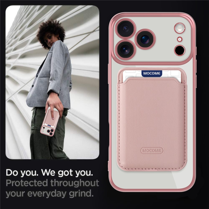 A-One Brand - iPhone 17 Pro Max Mobilskal MagSafe Korthållare TPU + PC - Rosa