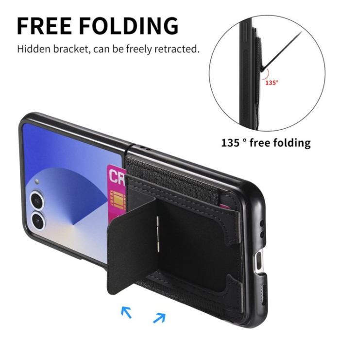 A-One Brand - Galaxy Z Flip 7 Mobilskal Korthållare Kickstand - Svart
