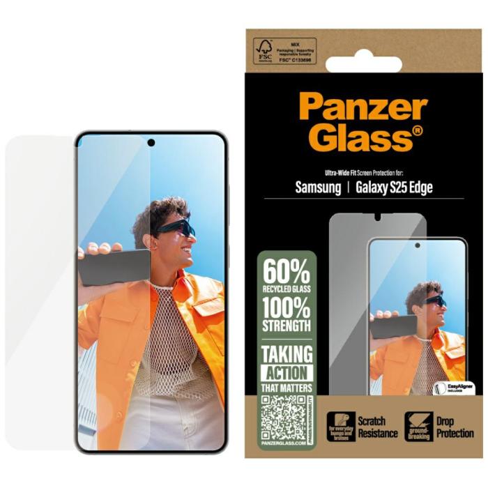 PanzerGlass - PanzerGlass Galaxy S25 Edge Härdat Glas Skärmskydd Uktra-Wide Fit
