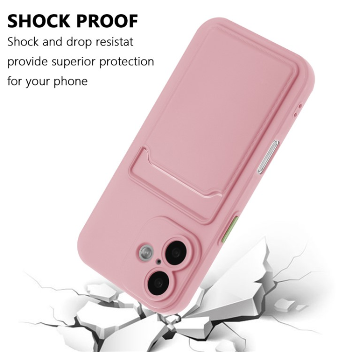A-One Brand - iPhone 16 Plus Mobilskal Korthållare TPU - Rosa