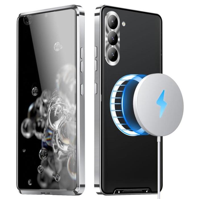 A-One Brand - Galaxy S24 Mobilskal MagSafe Metal Frame - Silver