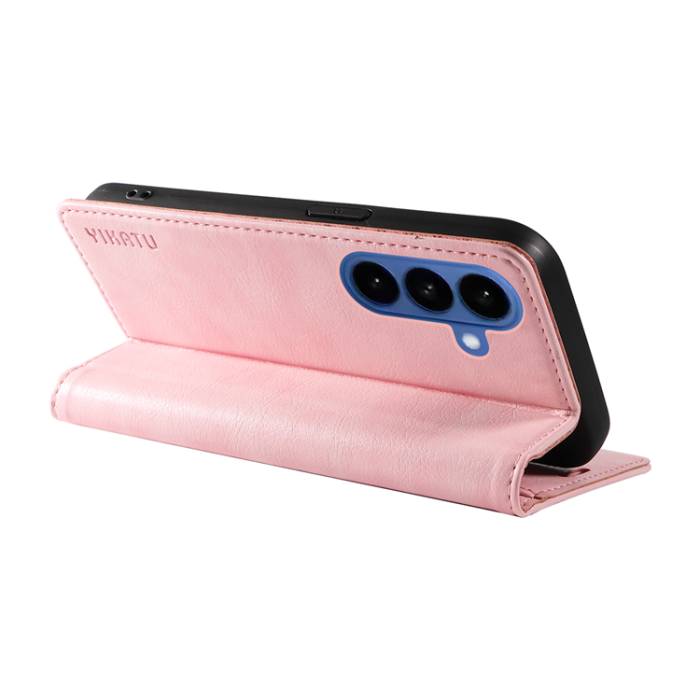 YIKATU - YIKATU Galaxy S26/S26 Pro Plånboksfodral Litchi Läder - Rosa