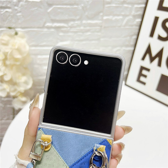 A-One Brand - Galaxy Z Flip 7 Mobilskal Retro Rhombus Med Love Pendant