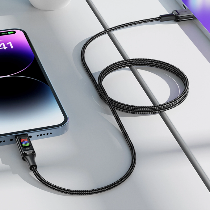 Acefast - Acefast USB-C till USB-A kabel 60W 1.2m med Display - Svart