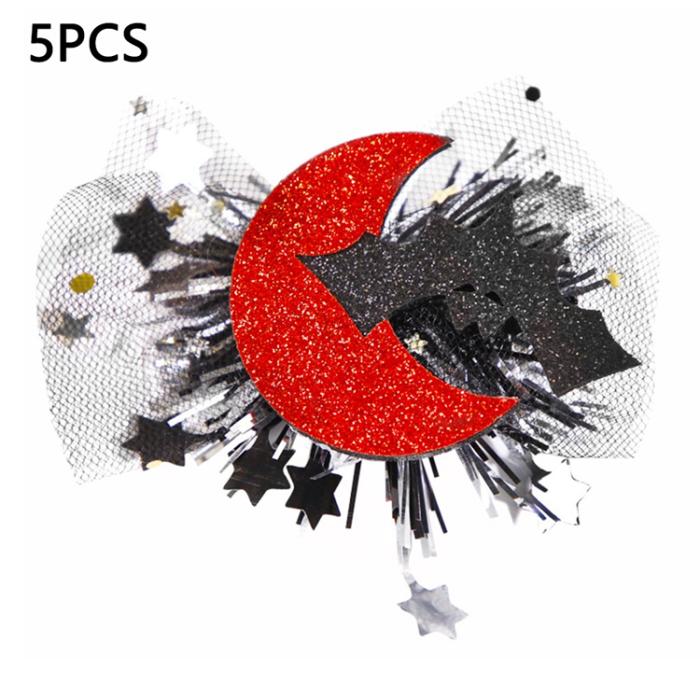 OEM - 5Pcs Halloween Costume Hårspännen Nät - Red Moon and Bat