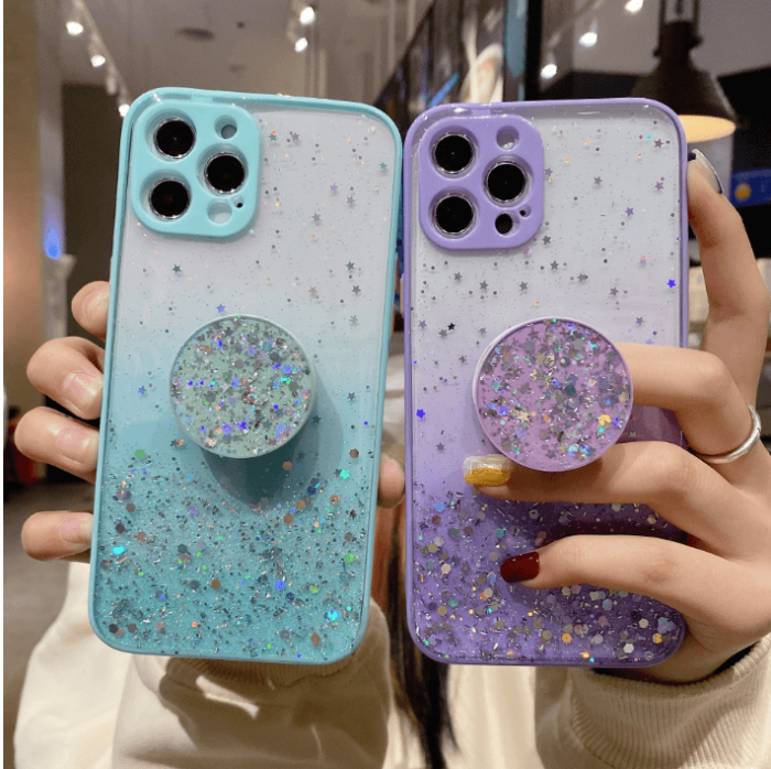 A-One Brand - Skal med mobilhållare till iPhone 12 - Lila