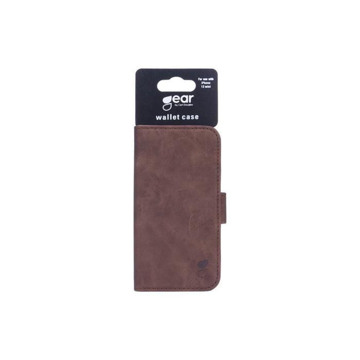 GEAR - Gear Nubuck PU Plånboksfodral iPhone 13 Mini - Brun