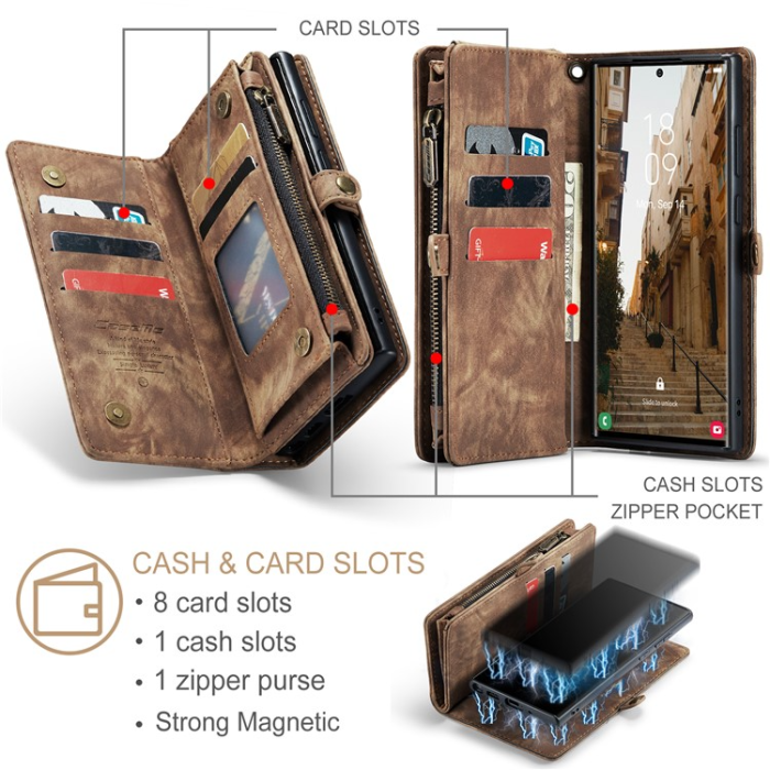 Caseme - Caseme Galaxy S23 Ultra Plånboksfodral Detachable - Brun