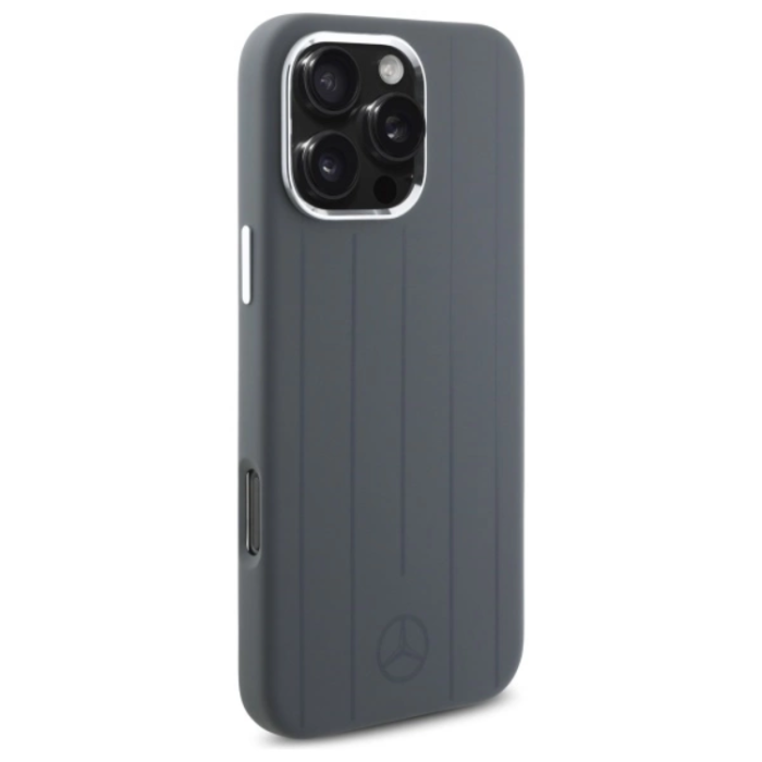 Mercedes - Mercedes iPhone 16 Pro Max Mobilskal MagSafe Silikon Vertical Stripes - Grå