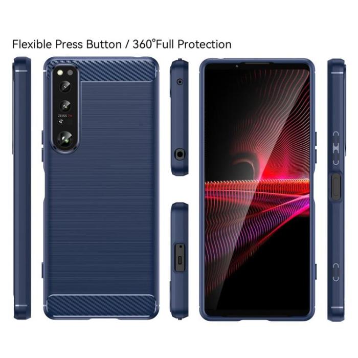 OEM - Sony Xperia 1 IV Skal Carbon Fiber - Blå