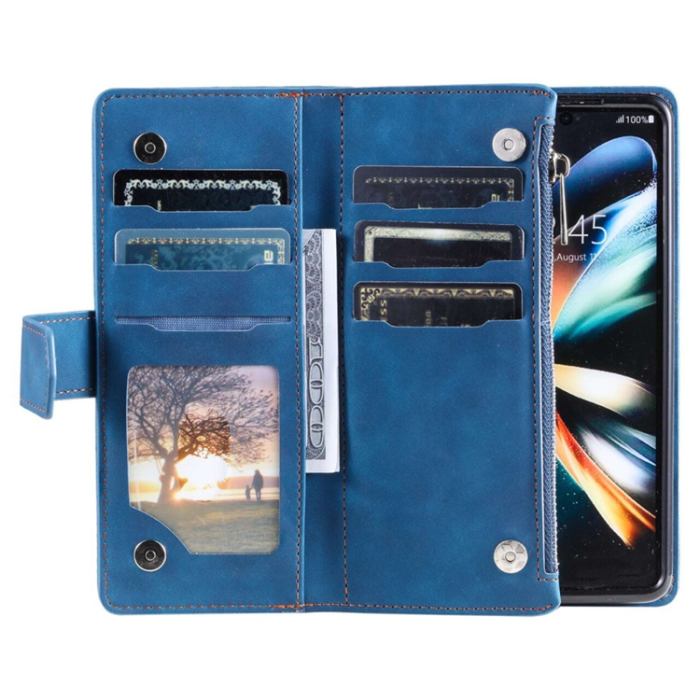 A-One Brand - Galaxy Z Fold 4 Plånboksfodral Rhombus Grid - Blå