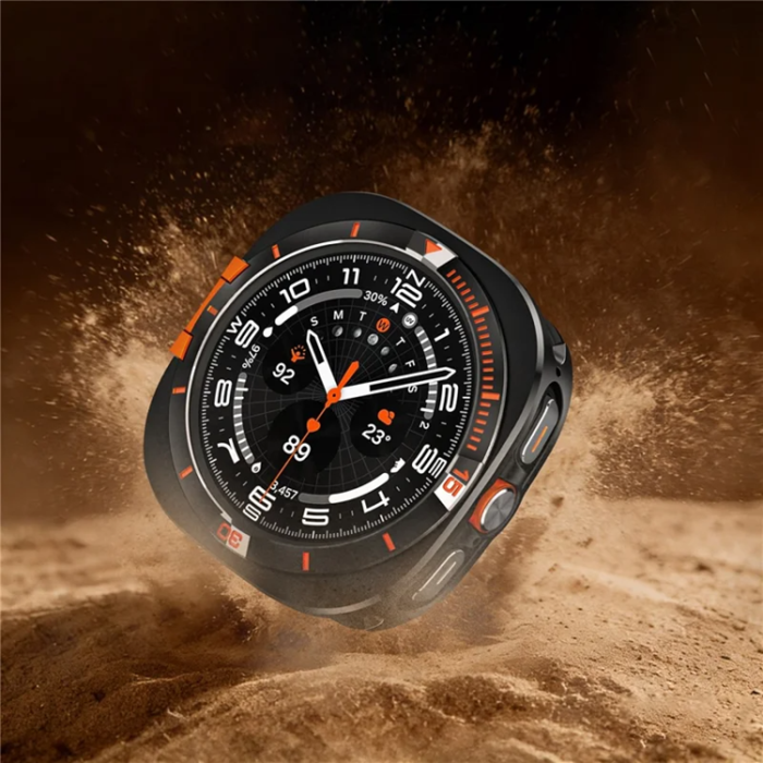 A-One Brand - Metallskal För Galaxy Watch Ultra 47mm (2025) - Svart/Orange