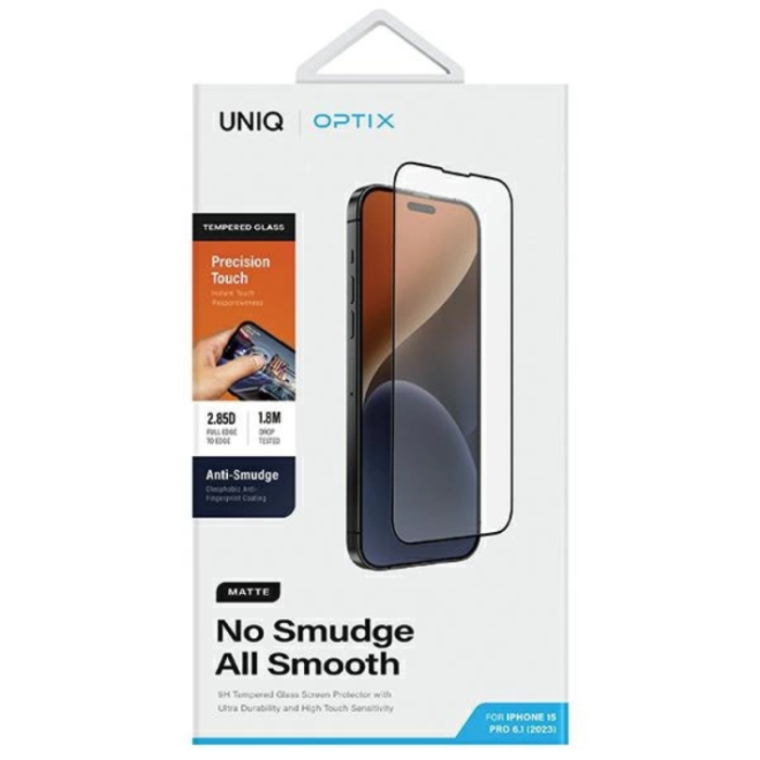 UNIQ - UNIQ iPhone 15/14 Pro Härdat Glas Skärmskydd Optix Matte frosted