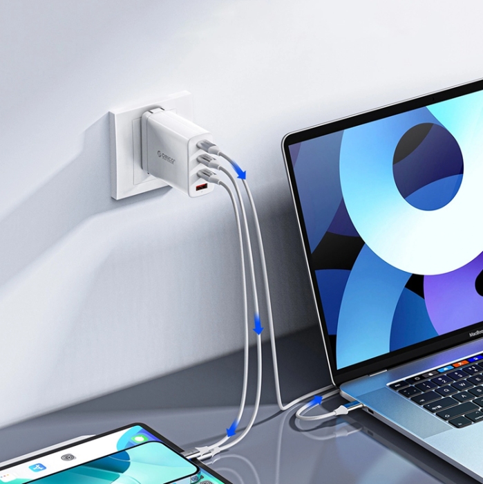 ORICO - Orico USB-C Till USB-C Kabel 100W 5A 1m CDX - Vit