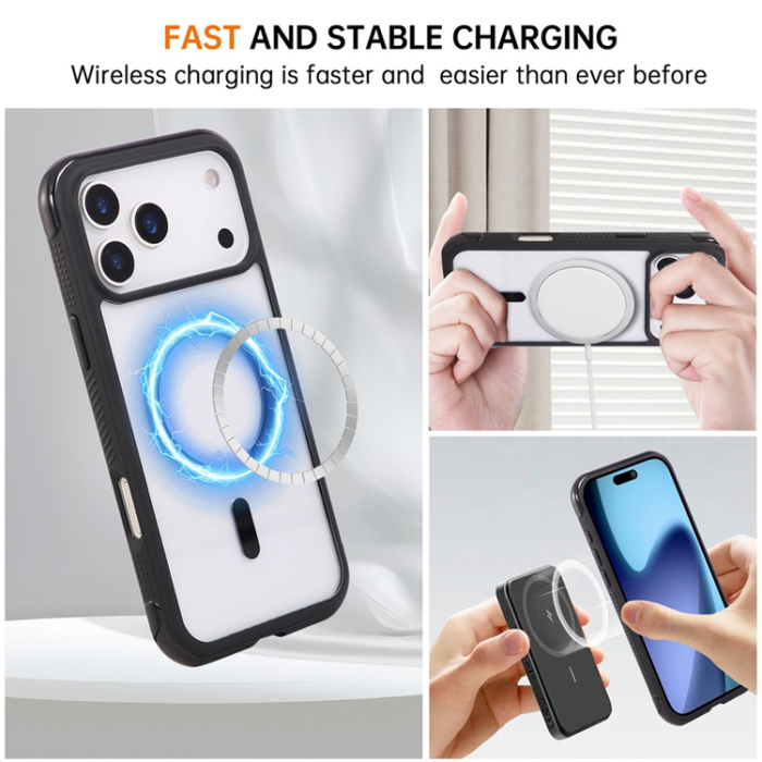 A-One Brand - iPhone 17 Pro Max Mobilskal MagSafe TPU+PC Transparent - Svart