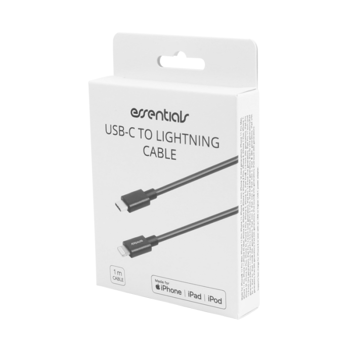 UTGATT1 - Essentials MFi USB-C Lightning Cable 1m - Svart