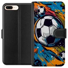 Gustaf - Pl&aring;nboksfodral till Apple iPhone 8 Plus med Fotbollar
